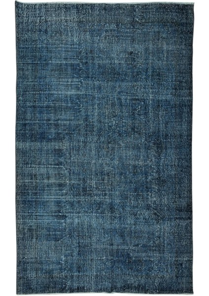195 x 310 cm El Dokuması Yeniden Boyanmış Eski Türk Halısı, Modern Mavi El Yapımı Yünlü Halı fiyatları