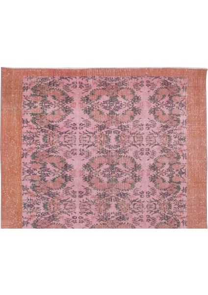 210 x 326 cm Pembe Renkli Yünlü Halı, Modern El Dokuması Yeniden Boyanmış Eski Türk Halısı fırsatları