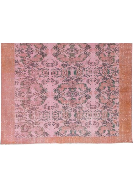 210 x 326 cm Pembe Renkli Yünlü Halı, Modern El Dokuması Yeniden Boyanmış Eski Türk Halısı indirimleri