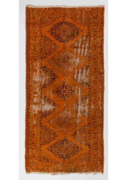 (150 x 305 cm ) El Dokuması Turuncu Renkli Yolluk Halı, Modern Yolluk Halı