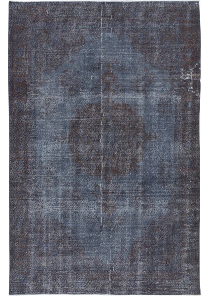 186 x 280 cm El Düğümlü Mavi Halı, Modern El Dokuması Yün ve Pamuktan Yapılmış Alan Halısı