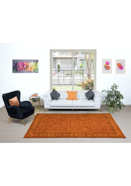 182 x 296 cm El Dokuma Alan Halısı, El Düğümlü Turuncu Modern Halı fiyatları
