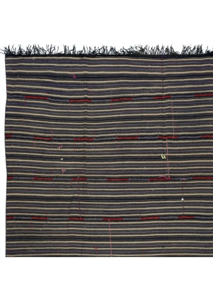 217 x 235 cm Benzersiz El Dokuma Çizgili Kilim, Eski Düz Dokuma Anadolu Halısı fırsatları