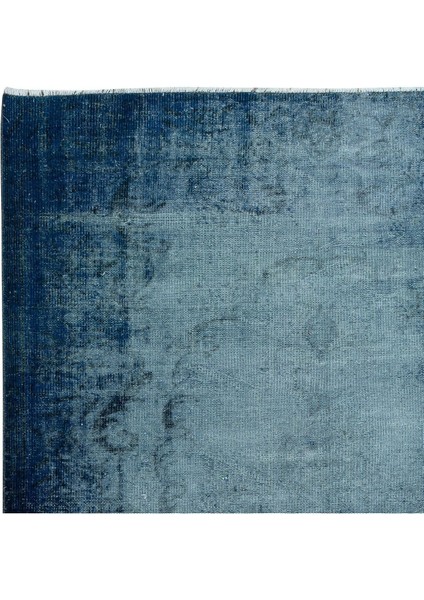 176 x 274 cm Mavi Oturma Odası Halısı, Yenilenmiş Lacivert Halı, El Düğümlü Alan Halısı