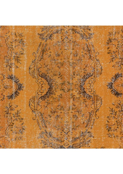 186 x 282 cm El Yapımı Turuncu Halı, El Dokuması Eski Halı, Yenilenmiş Türk Halısı indirimleri
