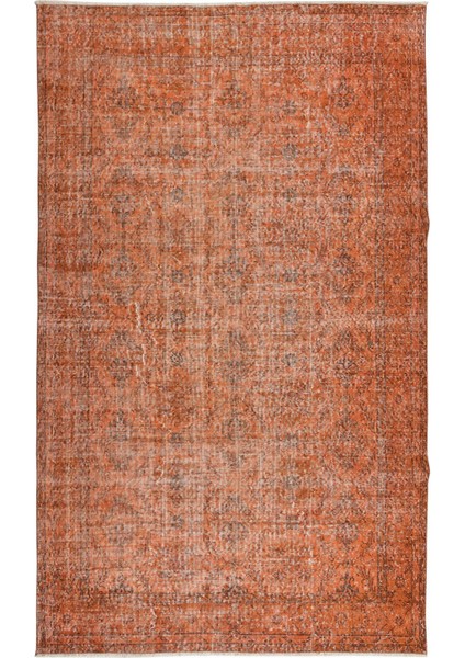 174 x 288 cm Modern El Yapımı Halı, El Dokuma Halı, Turuncu Tonlarda Yenilenmiş Halı