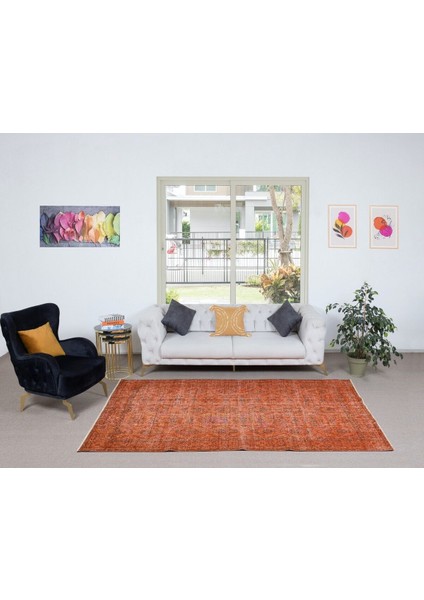 174 x 288 cm Modern El Yapımı Halı, El Dokuma Halı, Turuncu Tonlarda Yenilenmiş Halı fiyatları