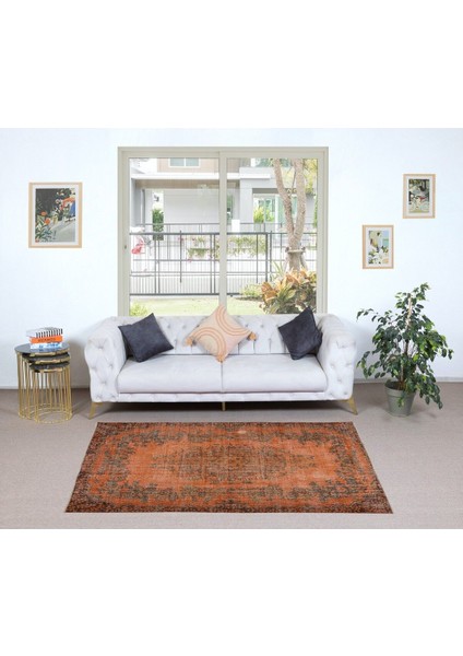 145 x 218 cm Turuncu Ofis Halısı, El Yapımı Halı, El Düğümlü Halı