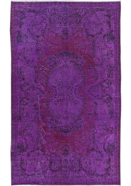 153 x 250 cm Mor Tonlarda El Dokuması Halı, Modern El Düğümlü Halı, Eski Türk Halısı