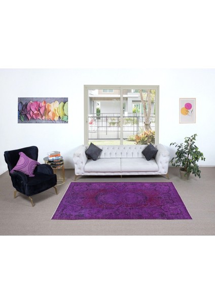 153 x 250 cm Mor Tonlarda El Dokuması Halı, Modern El Düğümlü Halı, Eski Türk Halısı fiyatları