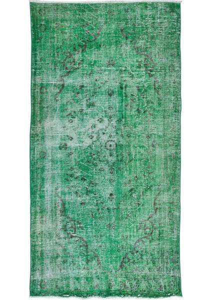 145 x 281 cm El Dokuması Yeniden Boyanmış Eski Türk Halısı, Modern Yeşil El Yapımı Yünlü Halı fiyatları