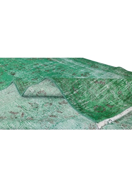 145 x 281 cm El Dokuması Yeniden Boyanmış Eski Türk Halısı, Modern Yeşil El Yapımı Yünlü Halı modelleri