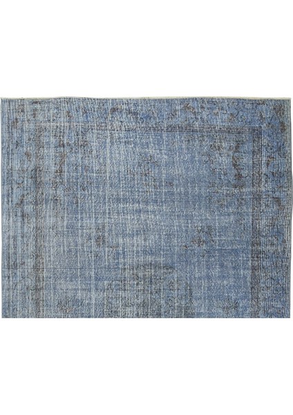 198 x 300 cm El Dokuması Yeniden Boyanmış Eski Türk Halısı, Modern Mavi El Yapımı Yünlü Halı fırsatları