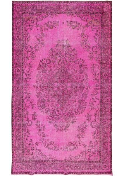 183 x 304 cm El Dokuması Yeniden Boyanmış Eski Türk Halısı, Modern Pembe El Yapımı Yünlü Halı fiyatları