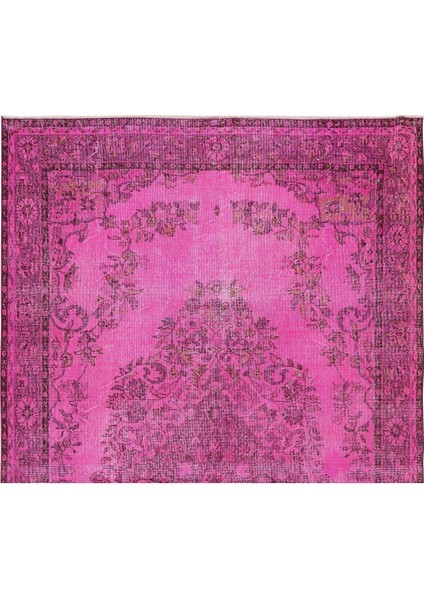 183 x 304 cm El Dokuması Yeniden Boyanmış Eski Türk Halısı, Modern Pembe El Yapımı Yünlü Halı fırsatları