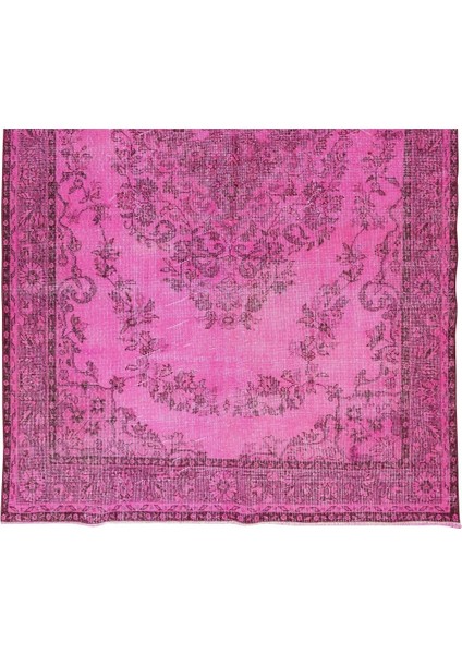 183 x 304 cm El Dokuması Yeniden Boyanmış Eski Türk Halısı, Modern Pembe El Yapımı Yünlü Halı indirimleri