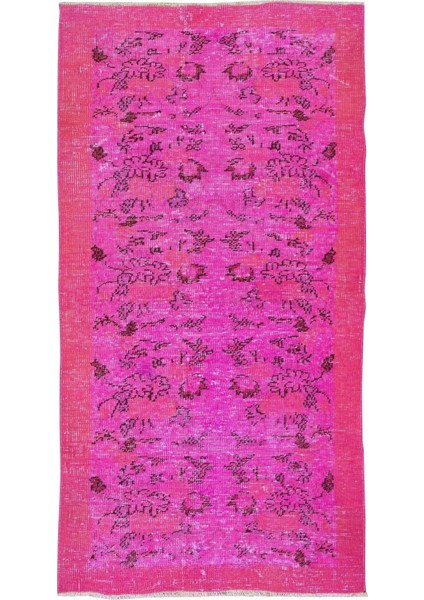 105 x 196 cm El Dokuması Yeniden Boyanmış Eski Türk Halısı, Modern Pembe El Yapımı Yünlü Halı fiyatları