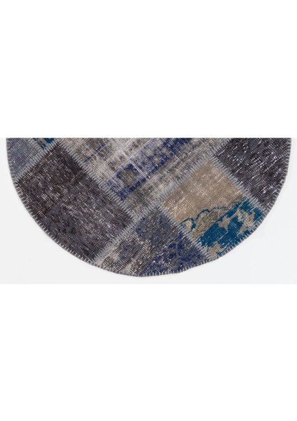120 x 120 cm Koyu Tonlarda El Dokuması Yuvarlak Patchwork Halı modelleri