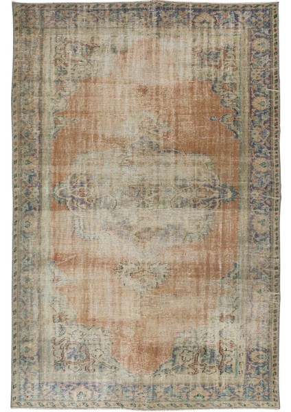 183 x 280 cm Güneş Solmuş El Yapımı Anadolu Uşak Halısı, 1950'LERDEN, Eski Yünlü Halı