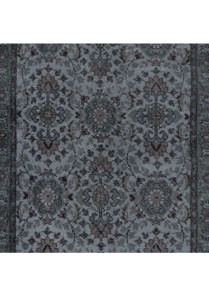 111 x 218 cm Gri El Yapımı Halı, Yenilenmiş Eski Halı, Çiçekli Küçük Modern Halı indirimleri