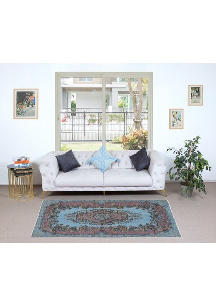 112 x 250 cm Mavi El Dokuması Halı, Mutfak ve Yemek Odası Için Modern Halı fiyatları