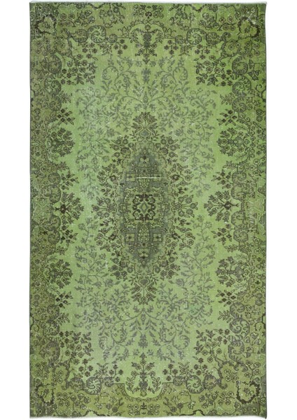 160 x 270 cm Geleneksel El Dokuması Yeşil Halı, Anadolu'dan Yünlü Halı, Modern Alan Halısı