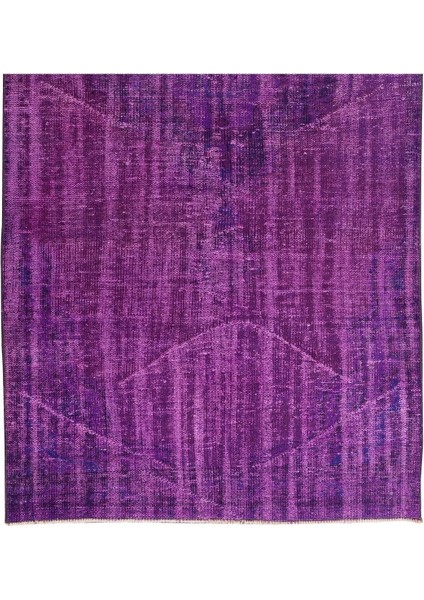 129 x 272 cm El Dokuması Yeniden Boyanmış Eski Türk Halısı, Modern Mor El Yapımı Yünlü Halı indirimleri