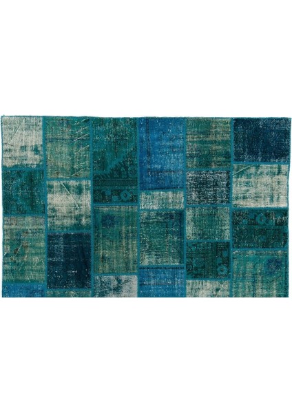 244 x 305 cm Mavi Tonlarda El Dokuması Patchwork Halı, Otantik Renkli Halı fiyatları