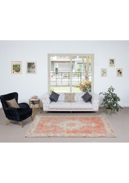 170 x 267 cm Bej ve Kırmızı Madalyon Desenli Geleneksel El Düğümlü Türk Işi Halı fiyatları