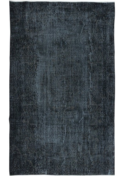 171 x 278 cm Kömür Grisi ve Siyah Tonlarda El Yapımı Halı, El Düğümlü Mutfak Halısı