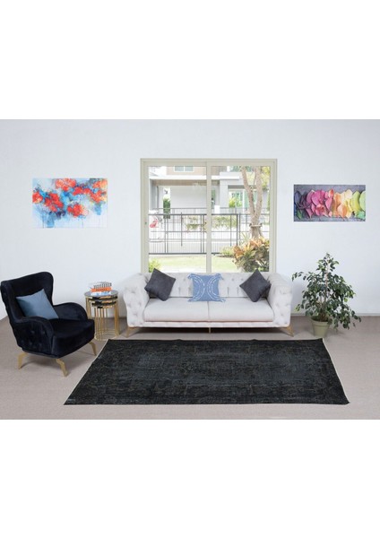 171 x 278 cm Kömür Grisi ve Siyah Tonlarda El Yapımı Halı, El Düğümlü Mutfak Halısı fiyatları
