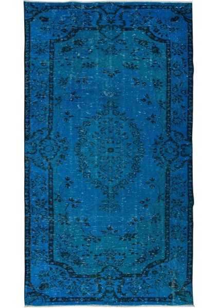 159 x 278 cm El Yapımı Türk Halısı, Mavi El Dokuması Halı, Modern Yünlü Halı
