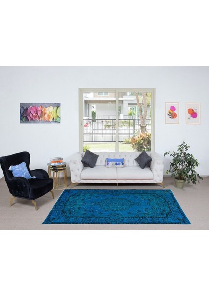 159 x 278 cm El Yapımı Türk Halısı, Mavi El Dokuması Halı, Modern Yünlü Halı fiyatları