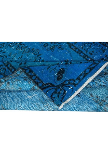 159 x 278 cm El Yapımı Türk Halısı, Mavi El Dokuması Halı, Modern Yünlü Halı modelleri