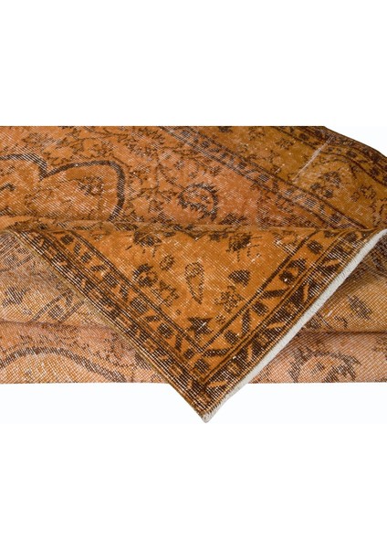 158 x 266 cm Eski El Yapımı Türk Işi Turuncu Halı, El Dokuma Turuncu Halı modelleri