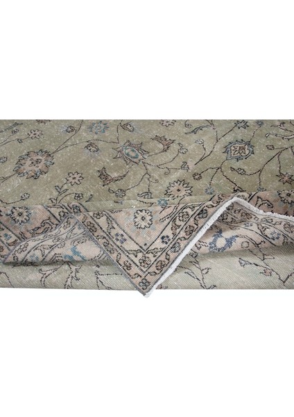 222 x 339 cm Çağdaş Yeşil Halı, El Düğümlü Mutfak Halısı, El Yapımı Halı