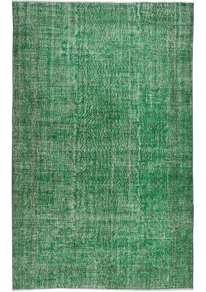 196 x 302 cm El Dokuması Yeniden Boyanmış Eski Türk Halısı, Modern Yeşil El Yapımı Yünlü Halı fiyatları