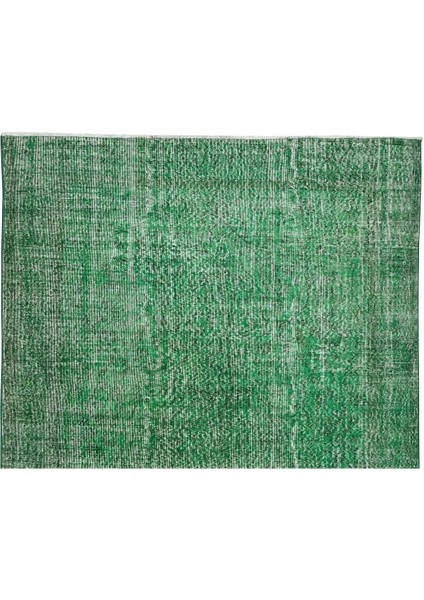 196 x 302 cm El Dokuması Yeniden Boyanmış Eski Türk Halısı, Modern Yeşil El Yapımı Yünlü Halı fırsatları