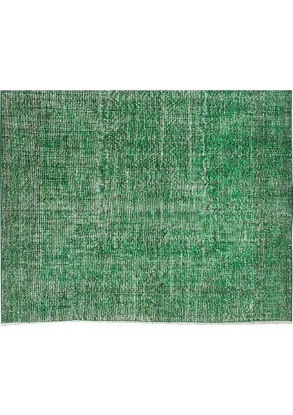 196 x 302 cm El Dokuması Yeniden Boyanmış Eski Türk Halısı, Modern Yeşil El Yapımı Yünlü Halı indirimleri