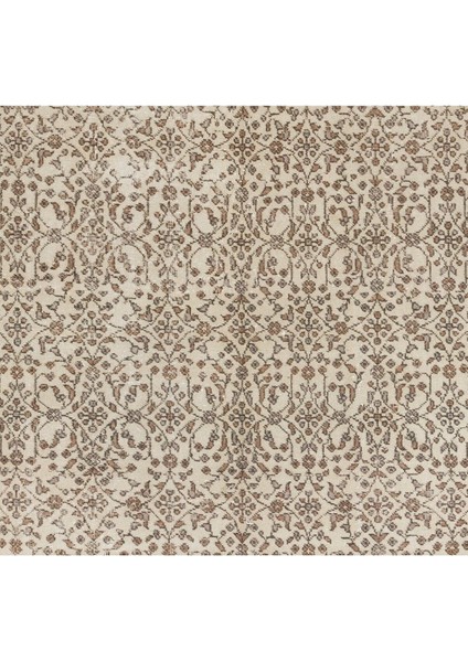 185X320 cm Çiçek Desenli 20.yüzyıl'dan El Yapımı Eski Türk Uşak Halısı