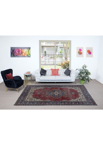 210 x 315 cm Kır Evleri, Kabile, Geleneksel Iç Mekanlar Için Eski El Yapımı Türk Halısı fiyatları