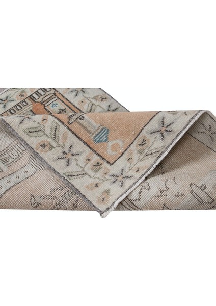 86 x 115 cm Kırmızı ve Bej Eski Seccade, El Yapımı Türk Küçük Halı modelleri