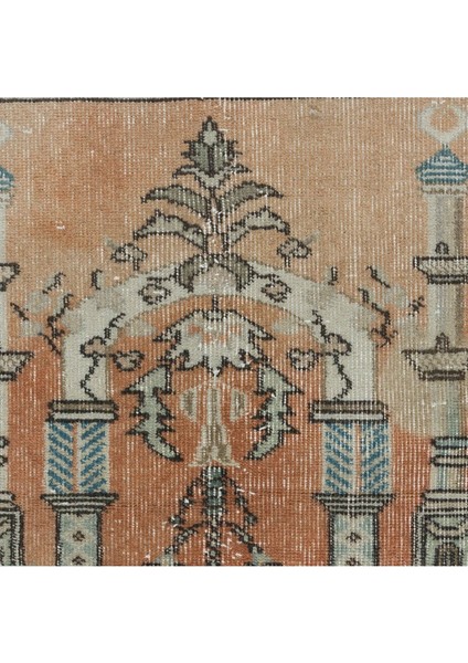 86 x 115 cm Kırmızı ve Bej Eski Seccade, El Yapımı Türk Küçük Halı indirimleri