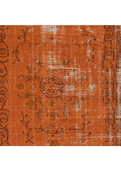 160 x 258 cm Turuncu Yemek Odası Halısı, Bohem Tarzı El Dokuma Halı, El Yapımı Türk Halısı