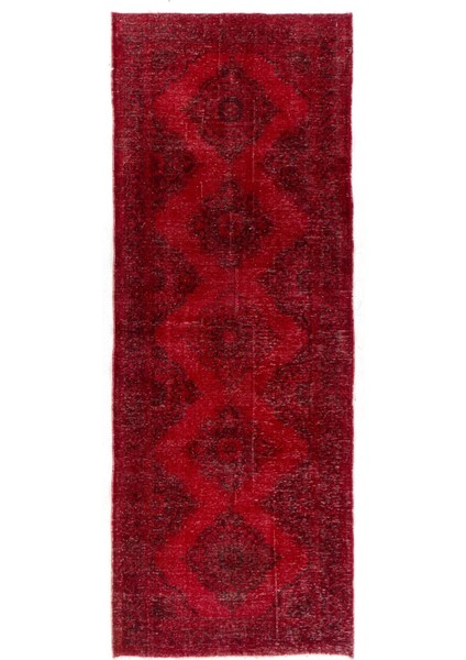 ( 142 x 395 cm ) Kırmızı Renkli Madalyon Desenli Yolluk , El Dokuması Yolluk