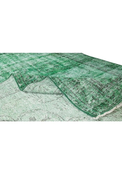 153 x 257 cm El Dokuması Yeniden Boyanmış Eski Türk Halısı, Modern Yeşil El Yapımı Yünlü Halı modelleri
