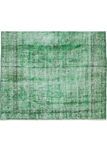 153 x 257 cm El Dokuması Yeniden Boyanmış Eski Türk Halısı, Modern Yeşil El Yapımı Yünlü Halı indirimleri