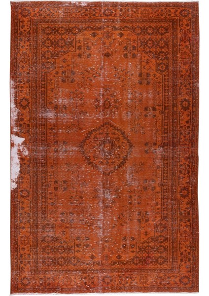 188 x 297 cm El Dokuması Otantik Eski Anadolu Halısı, Modern Turuncu El Yapımı Yünlü Halı fiyatları