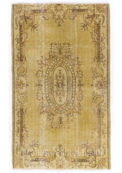 158 x 270 cm Sarı Anadolu Halısı, El Dokuması Anadolu Halısı, Sarı Renkli Halı, Modern Halı