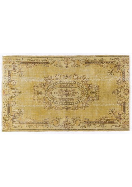 158 x 270 cm Sarı Anadolu Halısı, El Dokuması Anadolu Halısı, Sarı Renkli Halı, Modern Halı